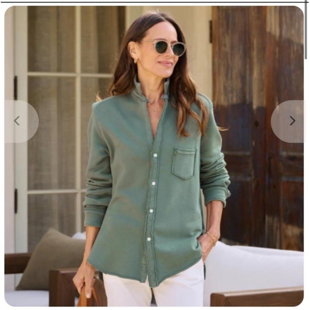 Frank & Eileen Sweatshirt Button up Triple Fleece rosemary thyme Green Size M
